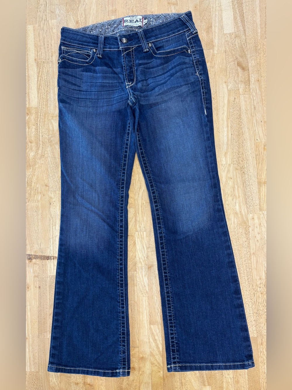 Ariat R.E.A.L. Denim Mid Rise Bootcut Jeans Size 30 R Paisley Waistband
